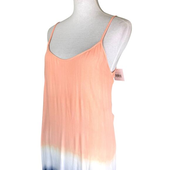 Fraiche by J NWT Peach & Navy Ombre Strappy Flowing Vacation Maxi Dress Cruise - Picture 4 of 10